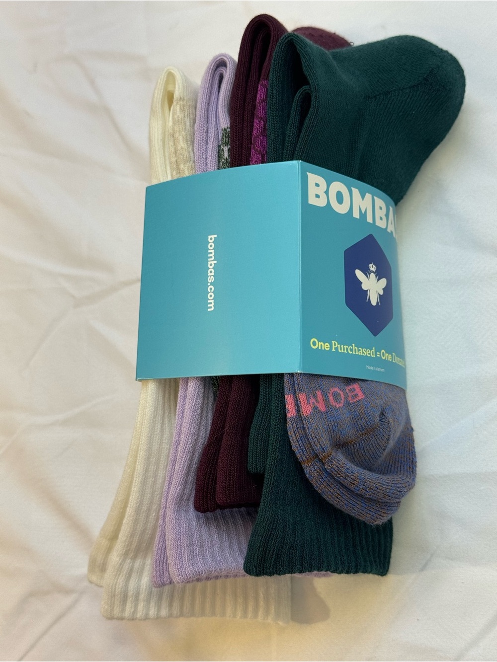 Bombas Sock Midweight Medium Calf Crew 4-pack Honeycomb Lavender Chai Mix Cream